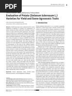 Evaluation of Potato (Solanum Tuberosum L.) Varieties For Yield and Some Agronomic Traits