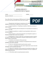 General Biology 2 1 Summative Test (4 Quarter) : ST TH