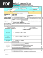 Daily Lesson Plan: Teacher'S Name: MR Mohd Redza B Abdul Razak