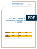 Procedimiento Trabajo Seguro Excavaciones y Zanjas para Instalación de Tuberías