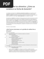 Vida Útil en Alimentos