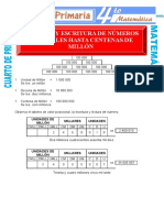 Numeros Hasta Centena de Millon para Cuarto de Primaria