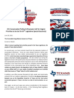 Texas Grassroots Conservatvie Coalition Special Session Letter