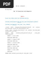 SQL - Set Operations and Subqueries: Create Two Tables With The Following Details