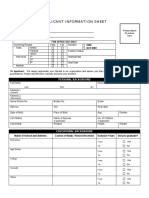 Applicant Information Sheet