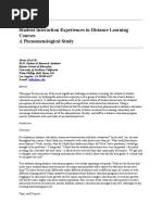 Student Interaction Experiences in Distance Learning Courses