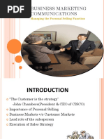 Business Marketing Communications: Managing The Personal Selling Function