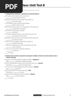 First Masterclass: Unit Test 8: Name: 1 Change These Sentences / Questions To Reported Speech