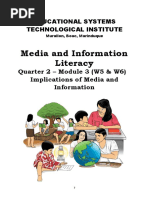 Quarter 2 - Module 3 (W5 & W6) Implications of Media and Information