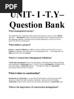 Construction Management - Question Bank