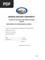 Madda Walabu University: College of Natural and Computational Science Department of Environmental Science