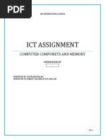 Ict Assignment: Computer Componets and Memory