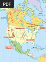 Mapa America Del Norte de Relieve, Rios, Lagos, Etc