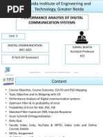 Performance Analysis of Digital Communication Systems: Unit: 3