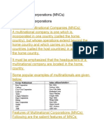 Multinational Corporations (MNCS) Multinational Corporations