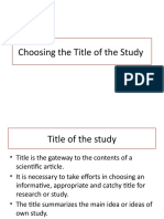 Choosing The Title of The Study