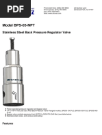 Model BPS-05-NPT: Stainless Steel Back Pressure Regulator Valve