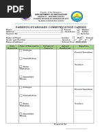 Parents/Guardians Communication Cardex