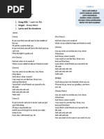 Song Title: Count On Me 2. Singer: Bruno Mars 3. Lyrics and Its Structure