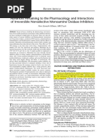 Gilman, Ken, Kenneth, Peter - Advances Pertaining To The Pharmacology and Interactions of Irreversible Nonselective Monoamine Oxidase Inhibitors