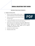 4S Sample Medical Selection Test Paper Answer Key (2020 21)