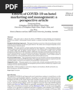 E Ffects of COVID-19 On Hotel Marketing and Management: A Perspective Article