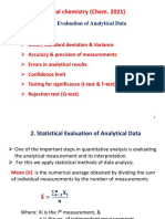 Analytical Chemistry (Chem. 2021) : Statistical Evaluation of Analytical Data