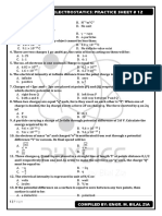 Chapter # 12: Electrostatics: Practice Sheet # 12: Compiled By: Engr. M. Bilal Zia