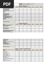 Opening Checklist: Duties: Monday Tuesday Wednesday Thursday Friday Saturday Sunday