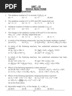 UNIT - 10 Redox Reactions: Multiple Choice Questions