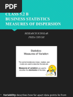 Class 5.2 B Business Statistics Measures of Dispersion