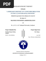 A Research Report On Consumer Behavior: in FMCG (Toothpaste) Industry