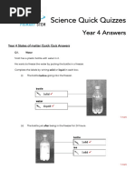 Science Quick Quizzes: Year 4 Answers