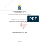 Relatório - Calor Específico de Sólidos - Laboratório Virtual