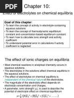 Effect of Electrolytes On Chemical Equilibria: Goal of This Chapter