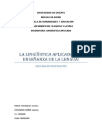 La Lingüística Aplicada A La Enseñanza de La Lengua