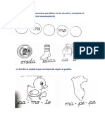 Completa Las Consonantes Que Faltan en Los Círculos y Completa El Nombre A Cada Figura La Consonante M