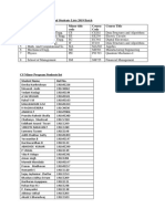 Details of Minor Course For 2019 Batch