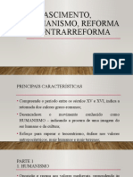 Aula 1 - Renascimento, Humanismo, Reforma e Contrarreforma