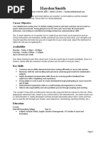 Resume Sample Student