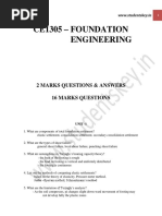 Ce1305 - Foundation Engineering: 2 Marks Questions & Answers 16 Marks Questions