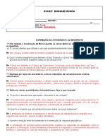 Correção Da Atividade 01 de Geografia 7 Ano