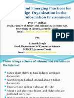 Challenges and Emerging Practices For Knowledge Organization in The Electronic Information Environment