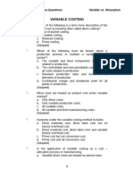 Multiple Choice Questions Variable vs. Absorption Costing