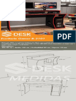 Escritorio Gamer B-2101: Dimensiones Alto 90 CM / Ancho 130 CM / Profundidad 60 CM / Espesor 18 MM