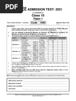 Fiitjee: Admission Test-2021