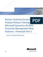 Partner Technical Services Product Release Training: Microsoft Dynamics AX 2012 Financials Management New Features - Financials Part 1