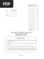 Solutions: Math 230, Calculus 3 - Fall 2018 Final Examination DECEMBER 12, 2018