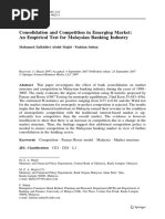 Consolidation and Competition in Emerging Market: An Empirical Test For Malaysian Banking Industry