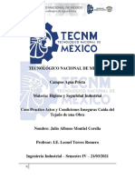 Caso Practico Actos y Condiciones Inseguras Caída Del Tejado de Una Obra Unidad I Higiene y Seguridad Industrial.